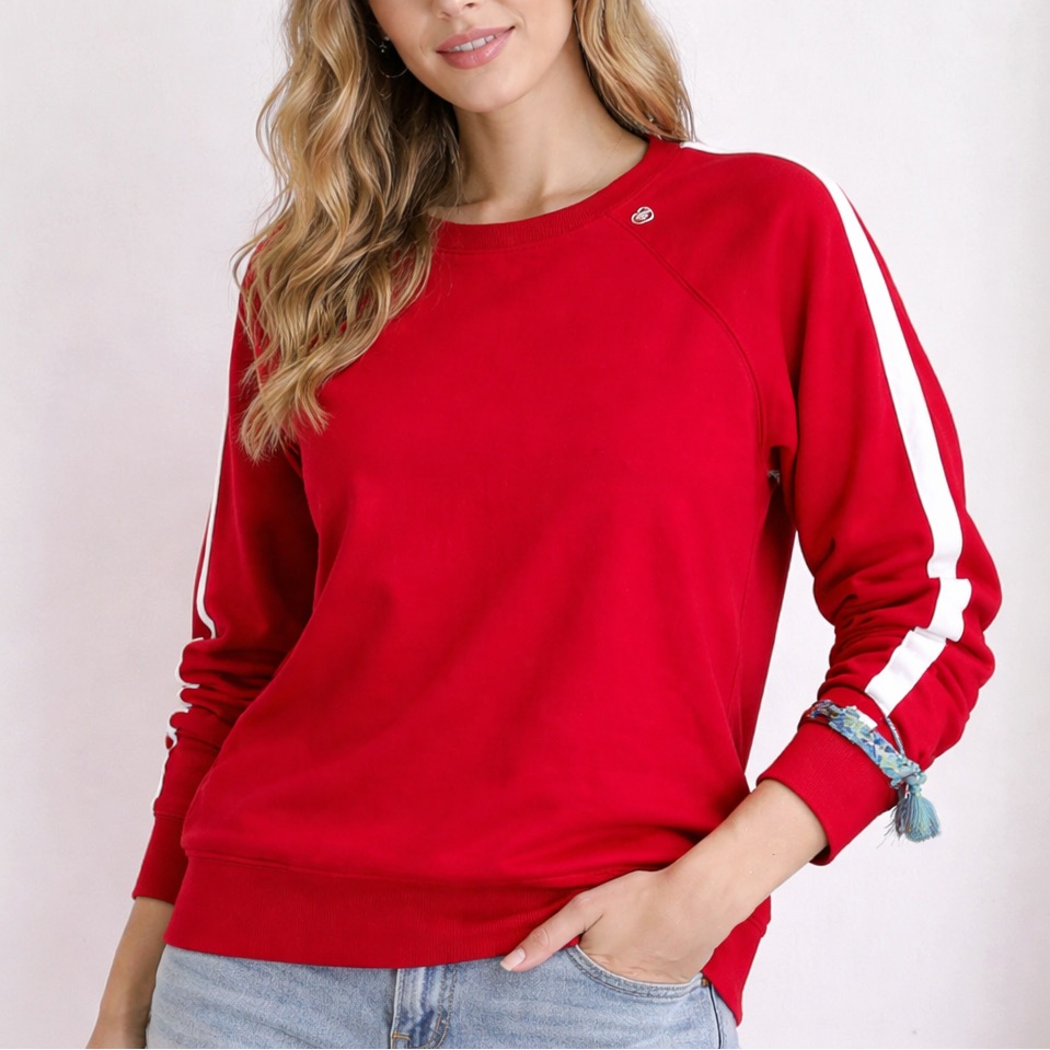 Big Feelings Alli Slouchy Crewneck Pullover Sweatshirt True Red Women Size Large